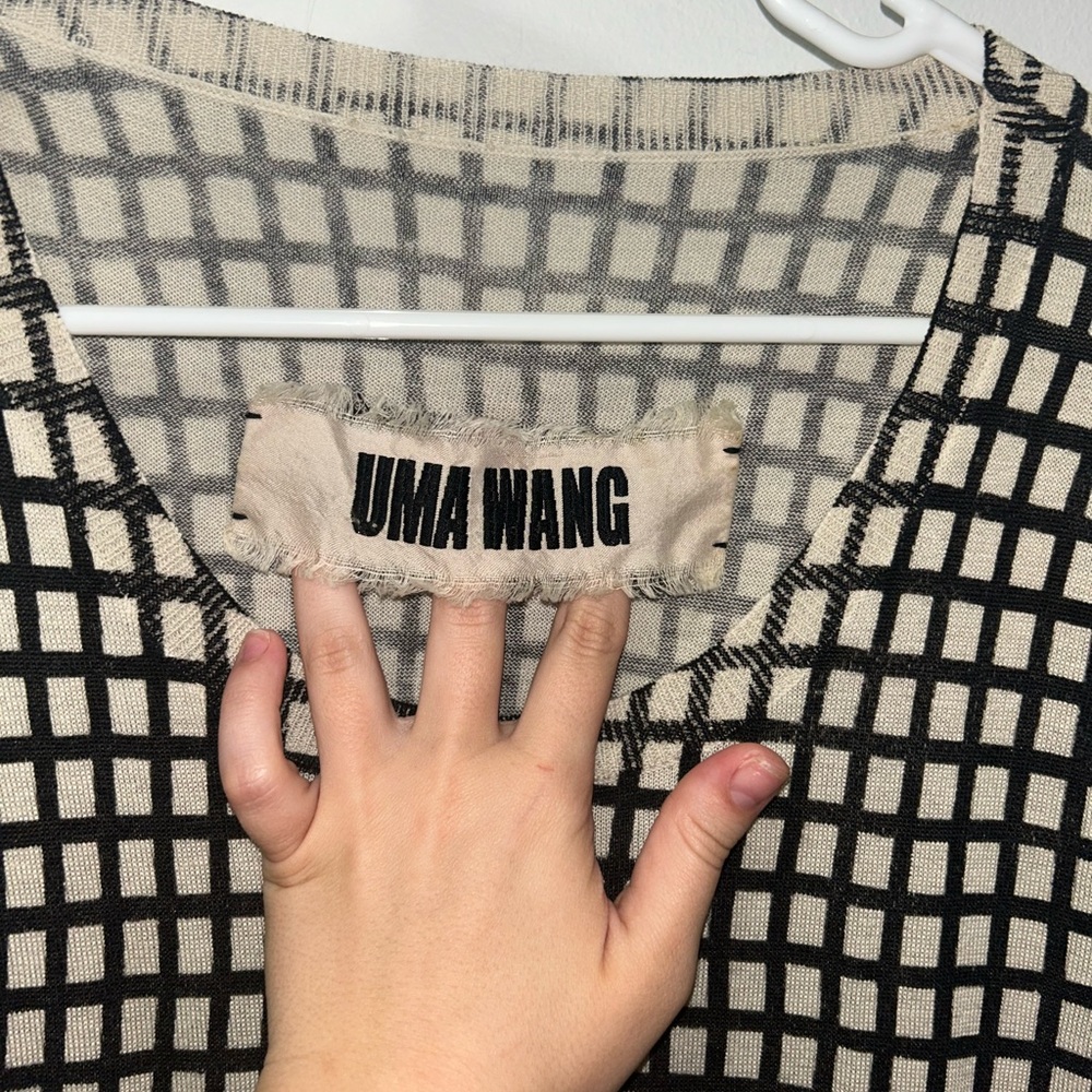 Uma Wang Black and Cream Checkered dress
